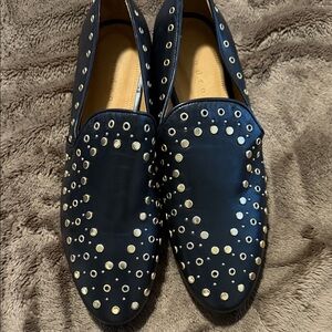 Sandro Bart white leather studded eyelet Loafers size 10 Brand New